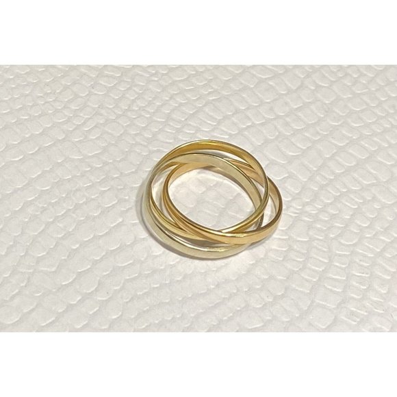 Solid 14k Tri Yellow White Rose Gold Interlocking Infinity Band Ring Size 7 - Picture 3 of 7